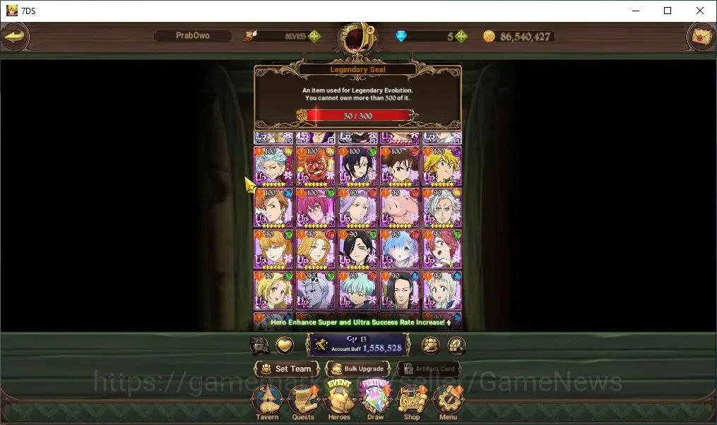 The Seven Deadly Sins: Grand Cross Accounts Global|30 LS|1,5M CC|3 LR+4 UR+Collab ReZero|Brunh image 4