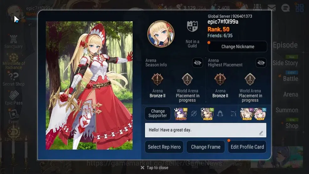 Epic Seven Accounts GLOBAL UnVerif|New Era|5 ML (Rhiana&Lucellia,Harse image 2