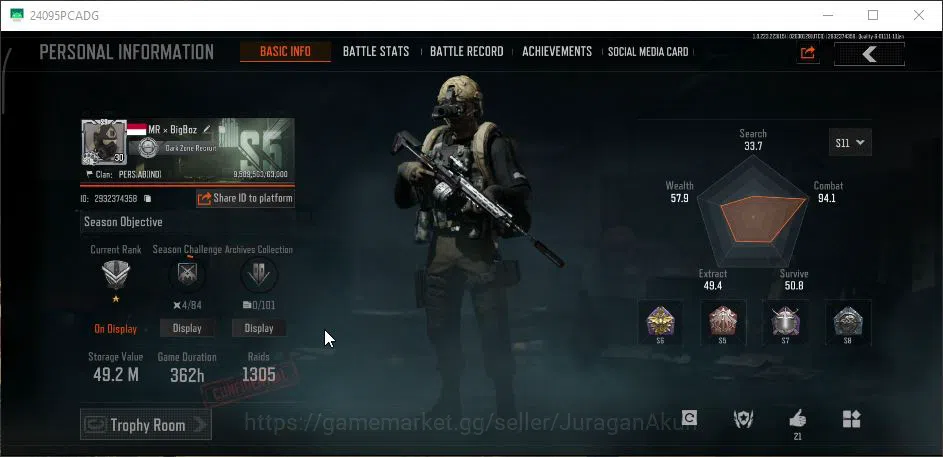 Arena Breakout Accounts Mid-Tier [MOBILE] Lv30|SV 49M|CV 33M|Machete Battel,Shovel Sapper|MDR Speed SQB,Etc|Gear Skin|CN 2