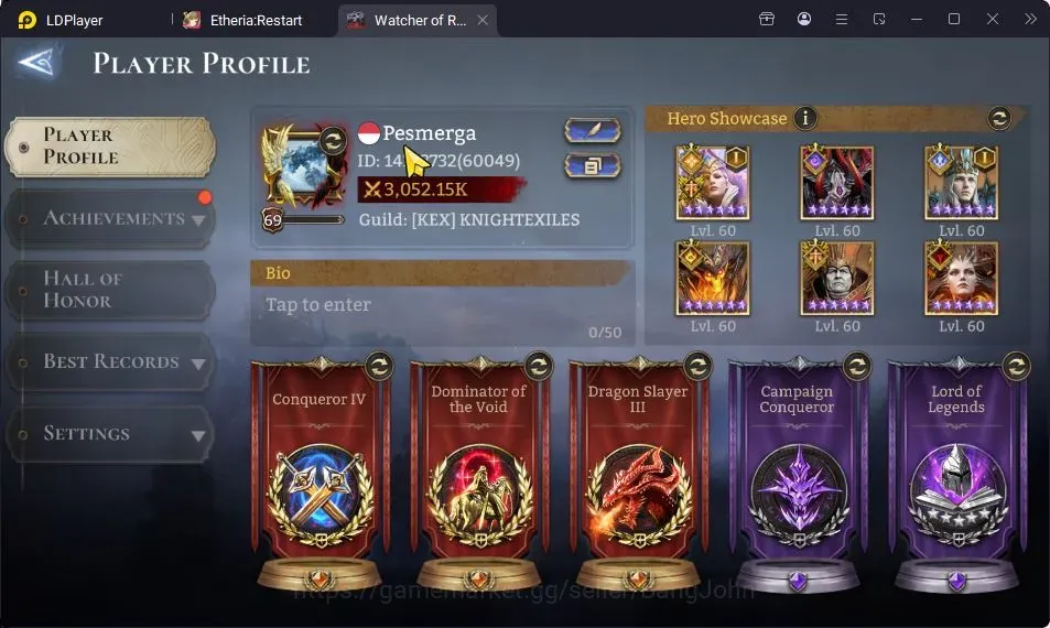 Watcher of Realms Accounts End-Game Global 60xx|Power 3M|8 Lord:Ezareth,Ingrid,Jezebelle,Aracha,Etc|39 Legend|Assassin's 1