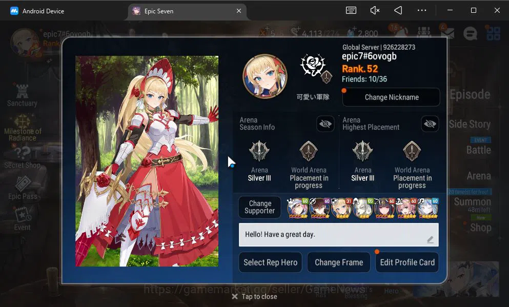 Epic Seven Accounts GLOBAL Unverif|New Era|7 ML(LOTScales,Belian,LH Ce image 2