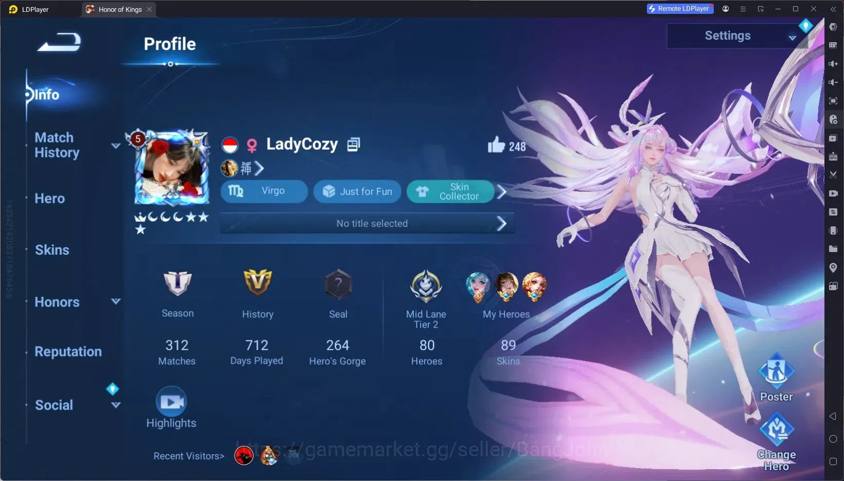 Honor of Kings Accounts Global | 80H 89S | FLAWLESS Xiao Qiao, LIMITED Wha image 2
