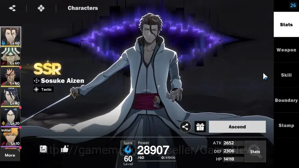 BLEACH: Soul Resonance Accounts NA Crunchyroll|LV 42|8 SSR [(AizenB1,UraharaB1,Zar image 4