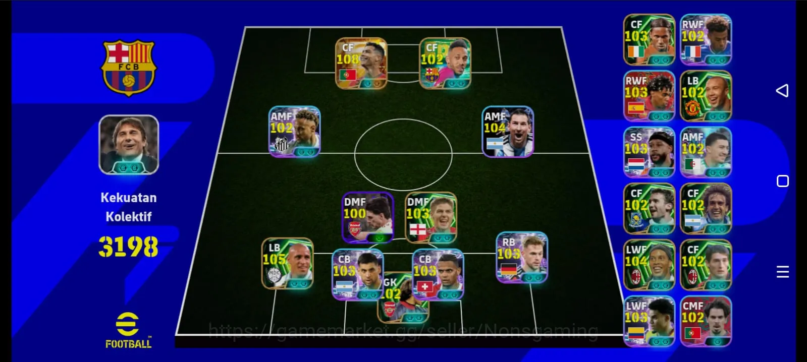 eFootball Accounts High-End Kolektif 3198+ Cristiano Ronaldo x Roberto Carlos x Gerrard x Manuel Akanji x Kimmich + 4 1