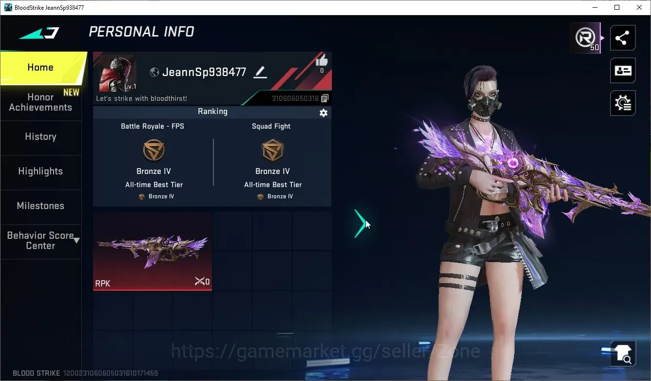 Blood Strike Accounts Others ASIA|EVO Striker NOVA Lv50|1ETERNAL RPK-Flourish|7 ST| CHEK SS||LogNetEase(BS1427Z) 1