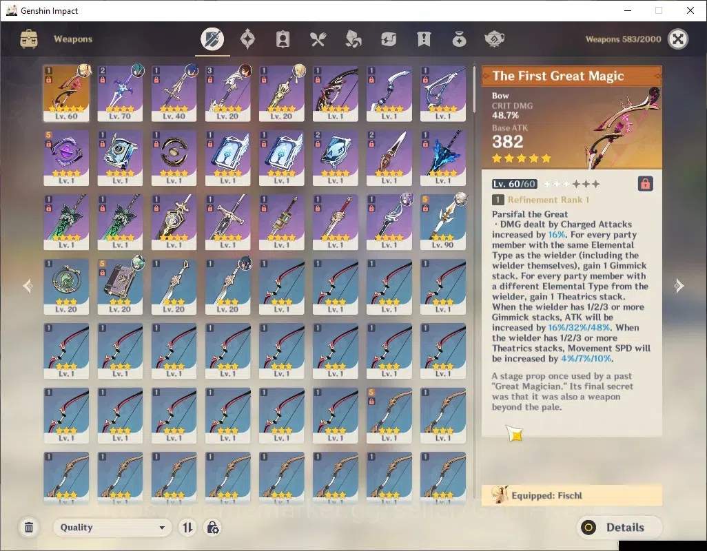 Genshin Impact Accounts ASIA|AR 50|Rate On|1 Limited + 1 (*5Weapon)|Arlecc image 4