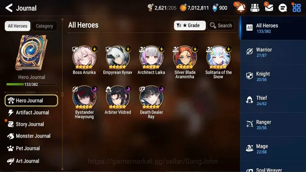 Epic Seven Accounts High-End Asia |8 ML(BArunka,DD Ray,SOT Snow,ALaika,DVildred,Etc.)|PoH+Bless ON|Stigma 93K|Gold 7M|SS 4