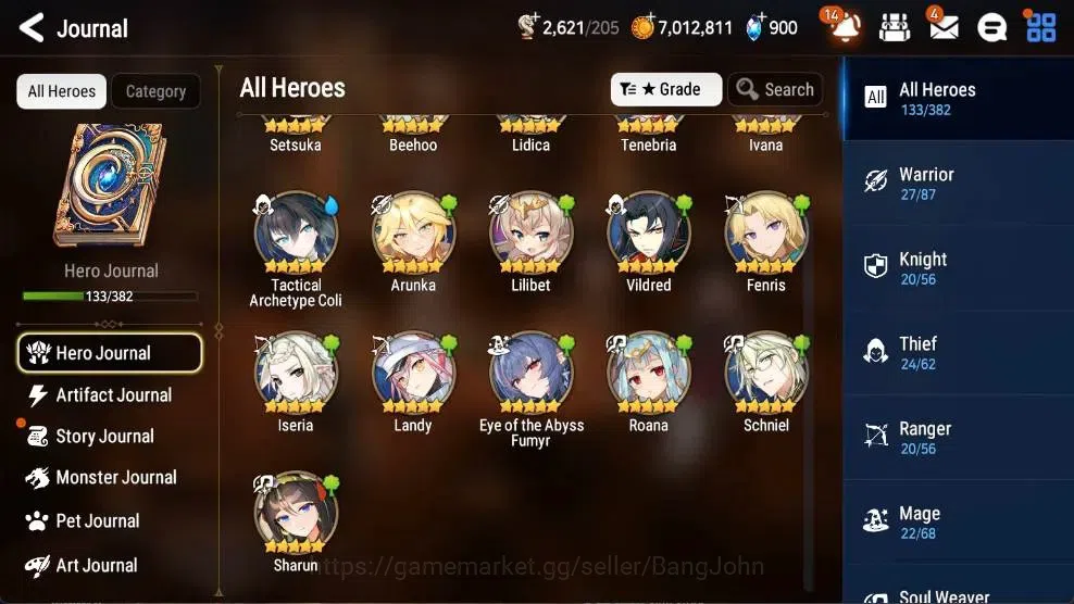 Epic Seven Accounts High-End Asia |8 ML(BArunka,DD Ray,SOT Snow,ALaika,DVildred,Etc.)|PoH+Bless ON|Stigma 93K|Gold 7M|SS 6