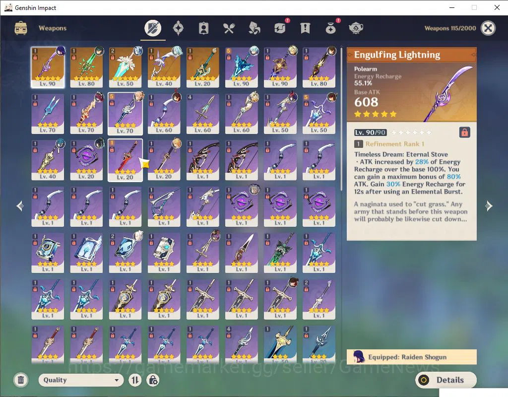 Genshin Impact Accounts Asia|AR 55|7 Limited +5(*5Weapon)|(Raiden,Xiao)+Si image 5