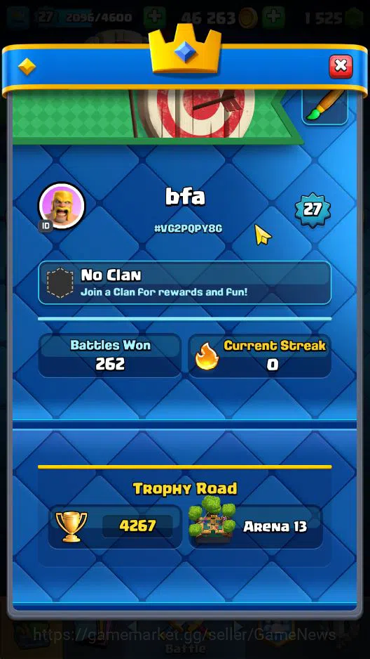 Clash Royale Accounts Lv 27|Trophy 4267|KTL 10|Limit Skin|Total Card 87| image 2
