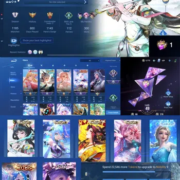 Honor of Kings Accounts Rare Skin Global Hero 112 Skin 300: 5 Flawless (Arli, Xiao Qiao, Mai, Daji, Lady Zhen),2 JJK (Gojo