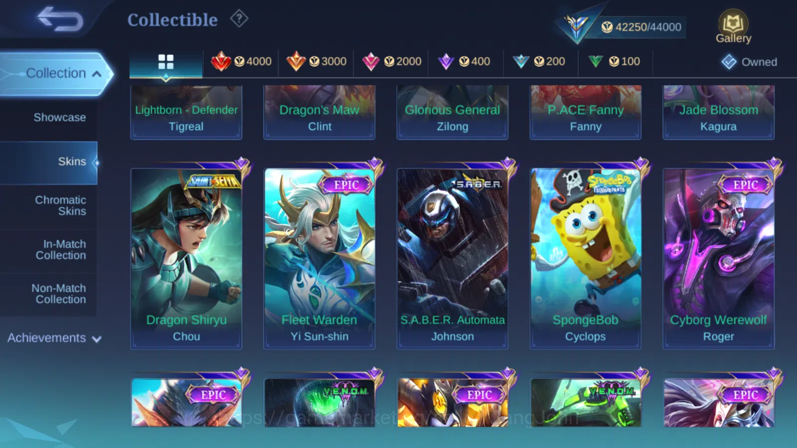 Mobile Legends: Bang Bang Accounts Others Hero 101 ,Skin 181 Saint Saiya Chou Dragon Shiryu ,Sanrio Floryn ,Blazing Claude 6