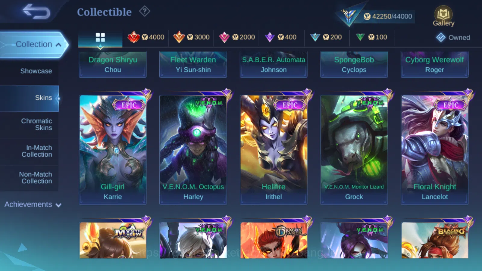 Mobile Legends: Bang Bang Accounts Others Hero 101 ,Skin 181 Saint Saiya Chou Dragon Shiryu ,Sanrio Floryn ,Blazing Claude 7