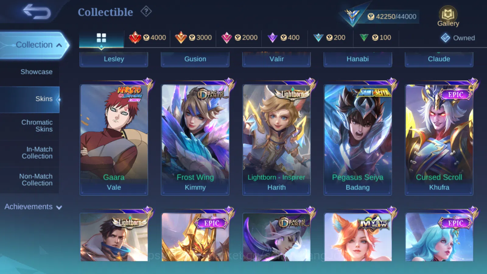 Mobile Legends: Bang Bang Accounts Others Hero 101 ,Skin 181 Saint Saiya Chou Dragon Shiryu ,Sanrio Floryn ,Blazing Claude 9