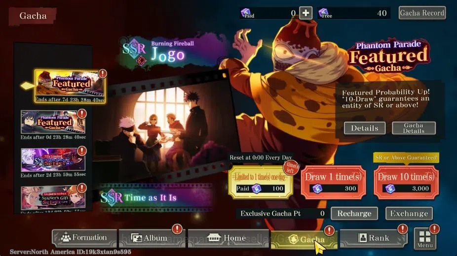 Jujutsu Kaisen: Phantom Parade Accounts NA | 7 SSR (Panda A1, Gojo, Yuji + Memo, etc) + 9  image 2