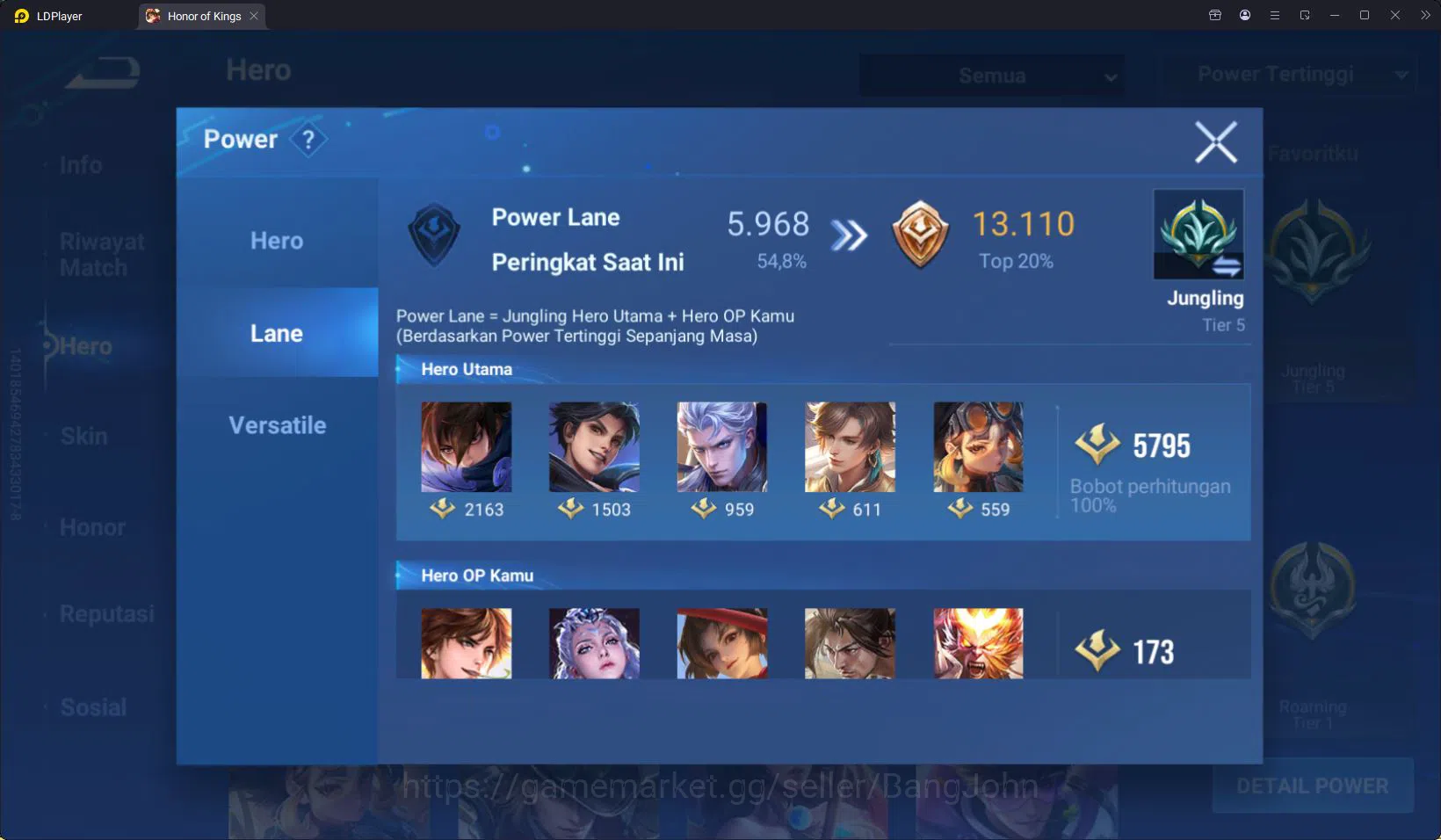 Honor of Kings Accounts HOK Global 51H 29S | Jung T5 | LGD Lam | Haya Worl image 15