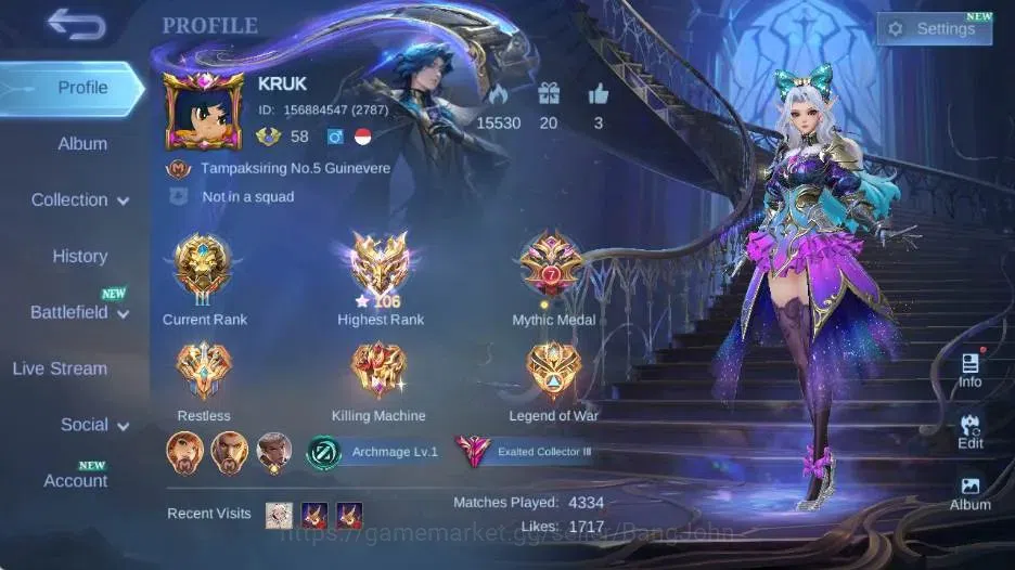 Mobile Legends: Bang Bang Accounts Global|Skin342|Exalted|Legend Freya+Lesle,ALStar M image 1