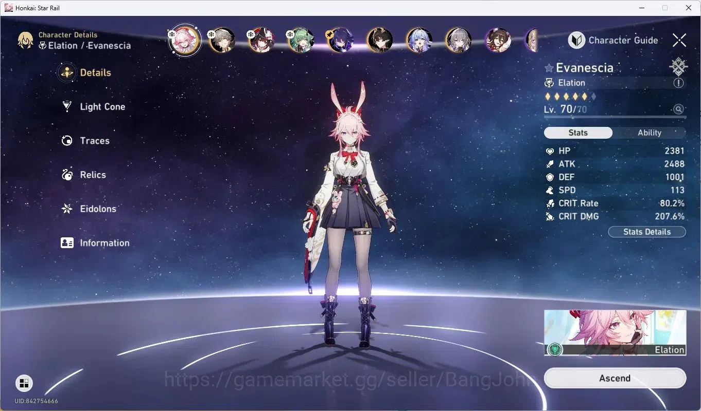 Honkai Star Rail Accounts Asia | TL51 | 6 Limit: Evanescia E1, Sparkle, Huoh image 3