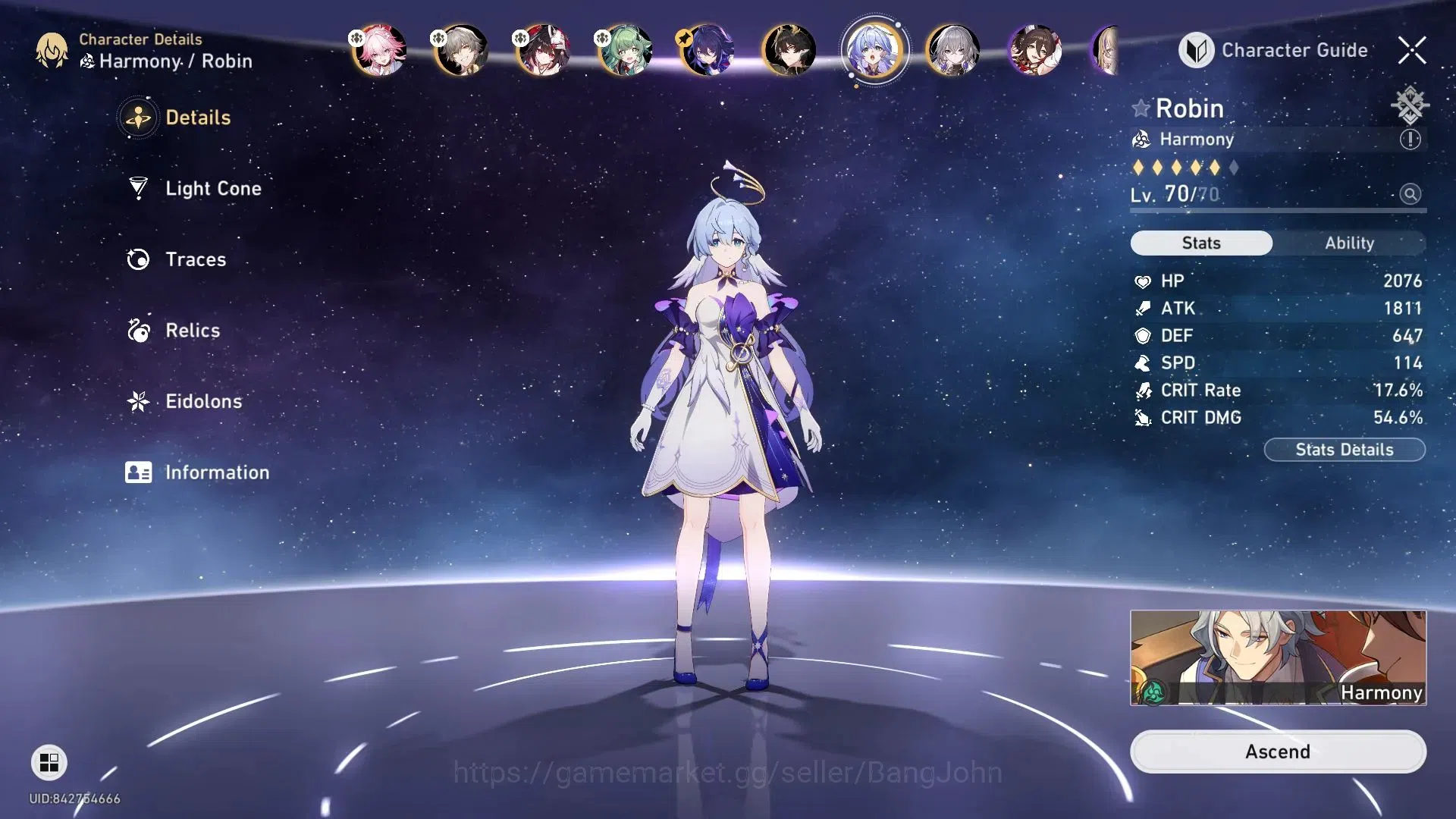 Honkai Star Rail Accounts Asia | TL51 | 6 Limit: Evanescia E1, Sparkle, Huoh image 8