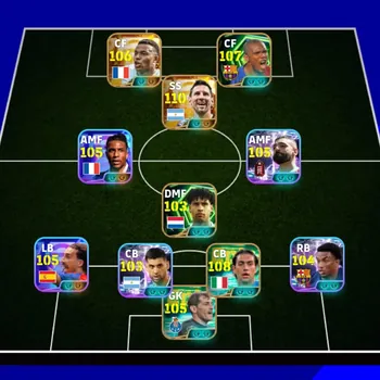 eFootball Accounts Legends & Iconic Players 3249+ Team I Messi 110 I Samuel Eto 108 I Mbappe 107 I Nesta 108 I Ronaldo 105 I