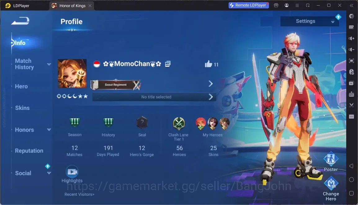 Honor of Kings Accounts Rare Skin Global | 56H 25S |Legend Lam|Legend Yao|Epic Nezha|Epic Arthur|Event Exclusive Yang 1
