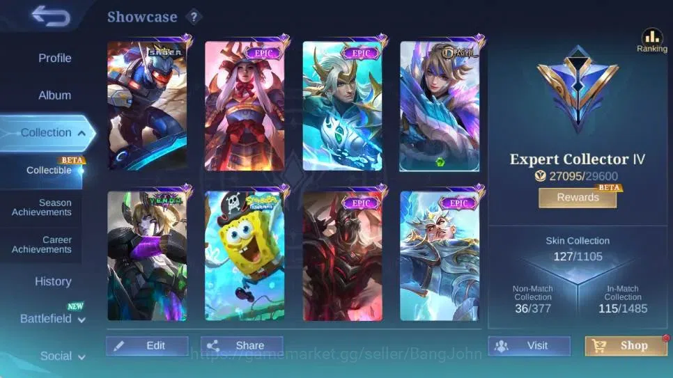 Mobile Legends: Bang Bang Accounts Global|Skin 127|Expert|Collector Natalia|Collab Va image 12