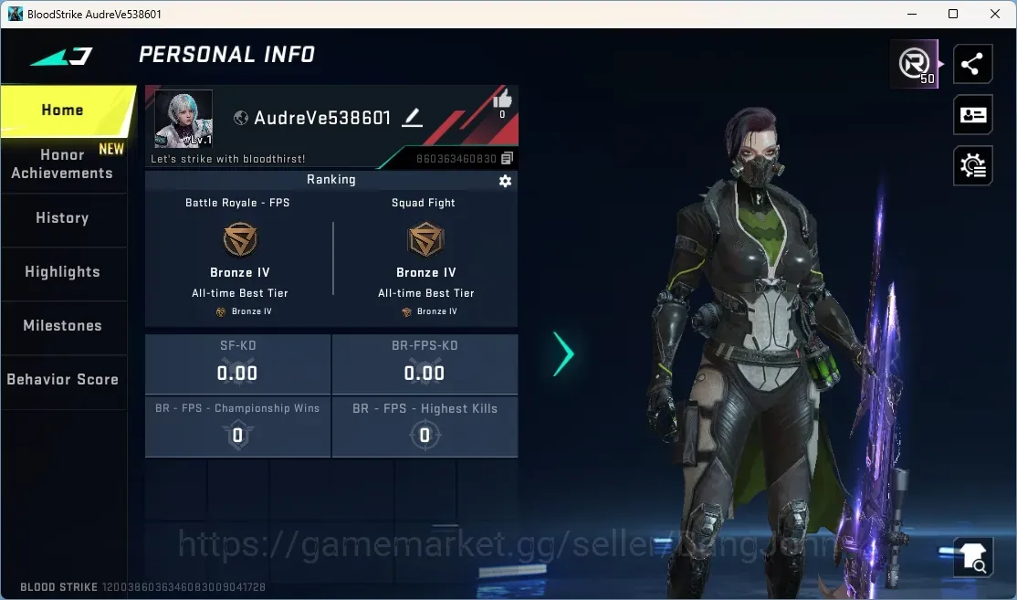 Blood Strike Accounts Starter ASIA|Eternal Gun: KAG-6 - Star Chaser Lv.1|2 Ultra Gun|1 Legendary Gun|Change Name Card|Check 1