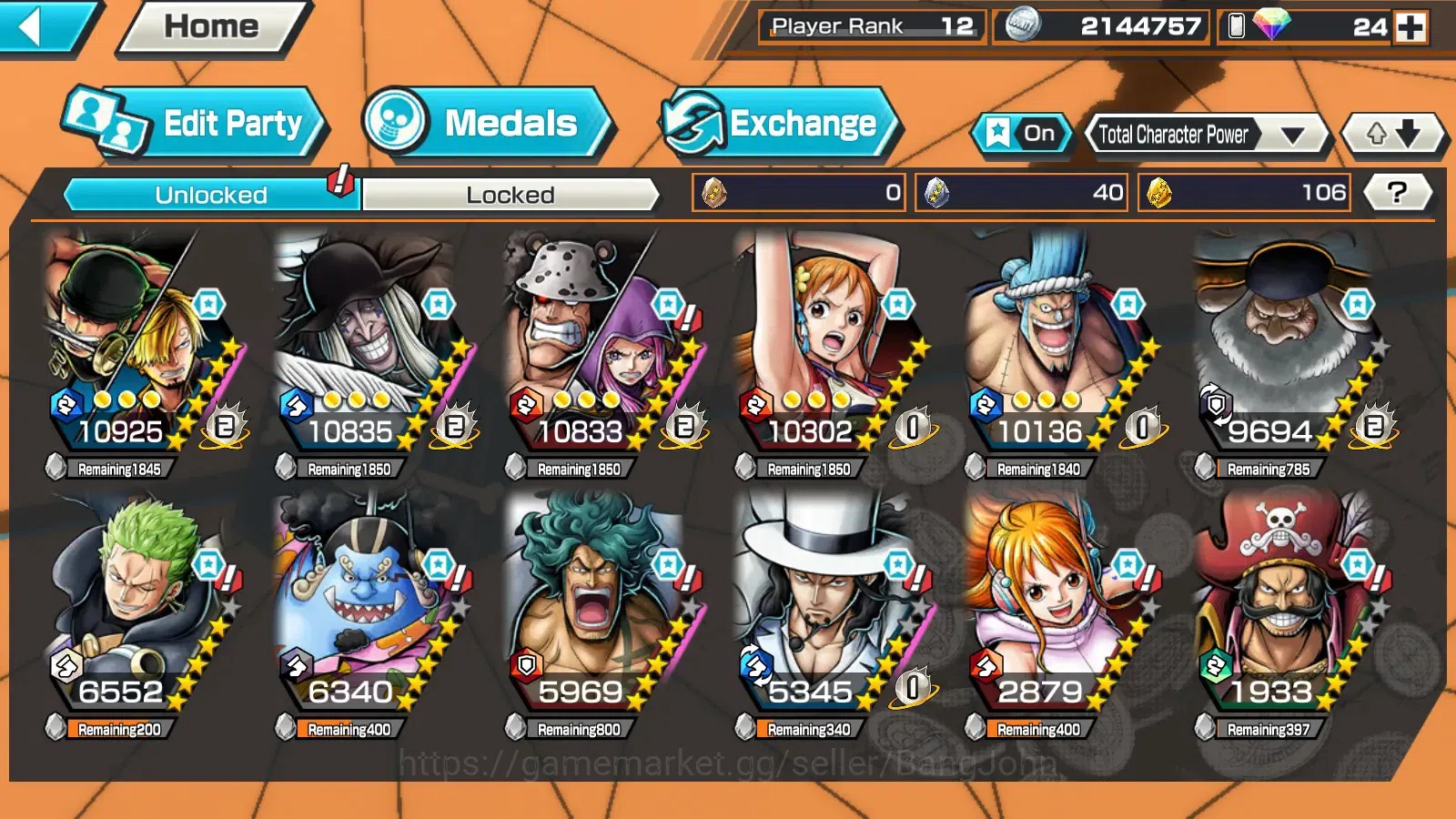 One Piece Bounty Rush Accounts Global | EX 4 |PR 12 |Zoro & Sanji Lv.Max, St.Jayg image 9