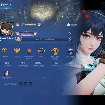 Honor of Kings Accounts Collector VIP 9 / 332 SKIN ➤ 6 Flawless: Yao, HanXin, Mai, Arli, XiaoQiao, Ladyzhen | 4 Lny 2025