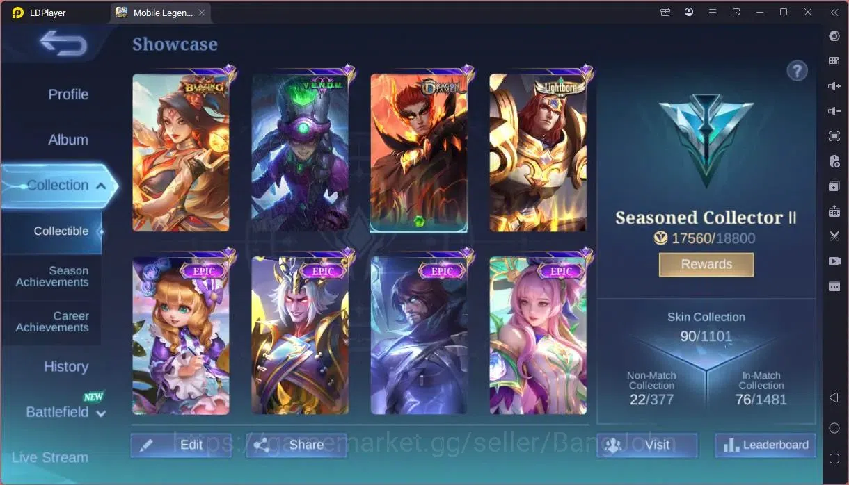 Mobile Legends: Bang Bang Accounts GLOBAL Hero 81 Skin 84|skin epic 6|dragon tamer va image 7