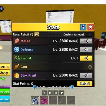 Roblox Accounts Blox Fruit|Lv MAX|Rabbit V3|GodHuman Max|Venom Mas 125|YAMA|Fishing Rod|3 Legend WP|6,7M Beli,1k