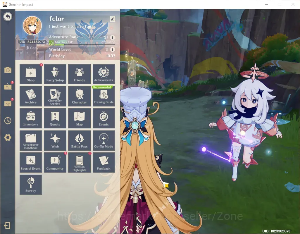 Genshin Impact Accounts Starter ASIA|AR 31|Stareter 1 Limited(Escoffier),Diluc|Low Explore|MC Aether|Check 1