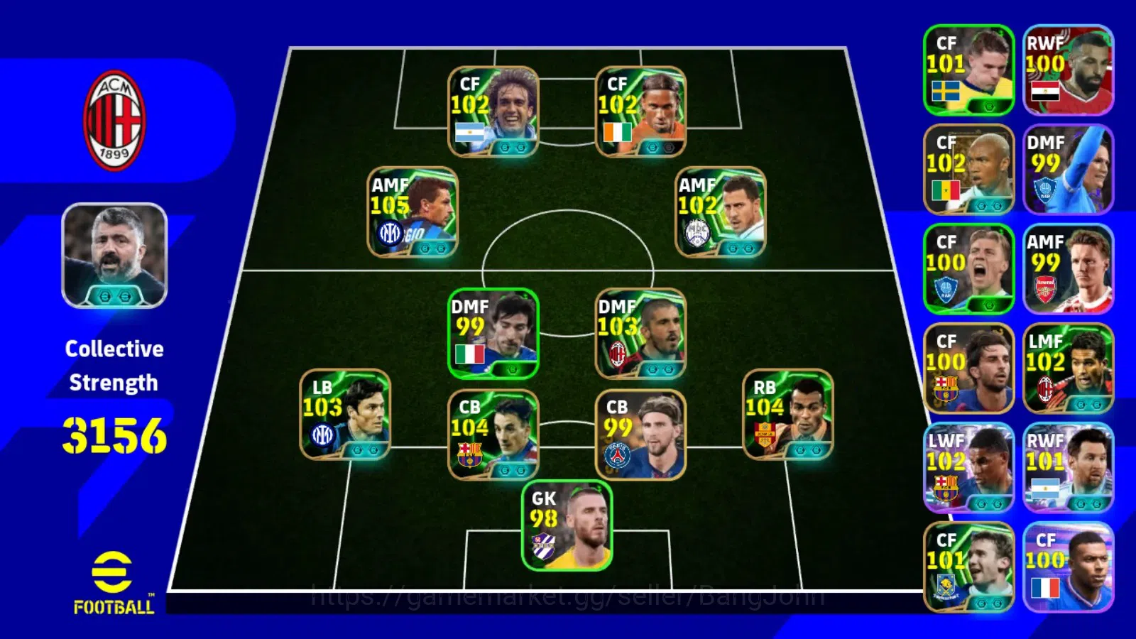 eFootball Accounts Android|PW 3156|Epic Baggio,Cafu,Ferrer,Zanetti,Dr image 5