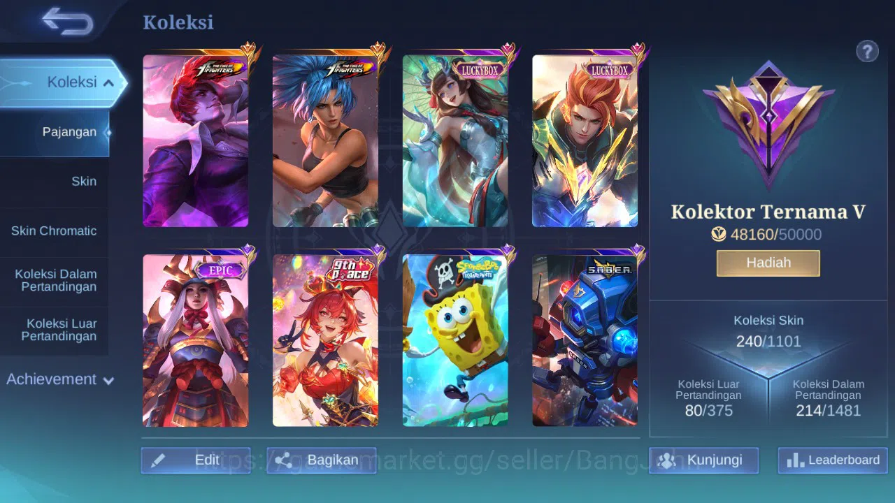 Mobile Legends: Bang Bang Accounts GLOBAL Hero 132 Skin 240 KOF Chou | Luckybox Kagur image 10