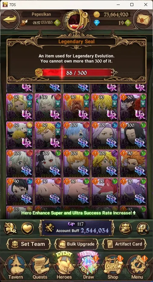 The Seven Deadly Sins: Grand Cross Accounts Global|2,5M CC|88 LS|3 LR Selector|2 LR+10 UR+Coll image 1