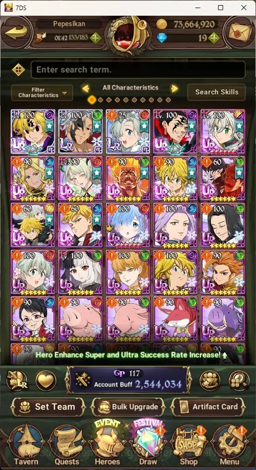 The Seven Deadly Sins: Grand Cross Accounts Global|2,5M CC|88 LS|3 LR Selector|2 LR+10 UR+Coll image 2