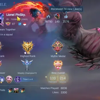 Mobile Legends: Bang Bang Accounts Collector Hero 133|Skin 214|Ex Glory 81|Karina KOF,Kadita