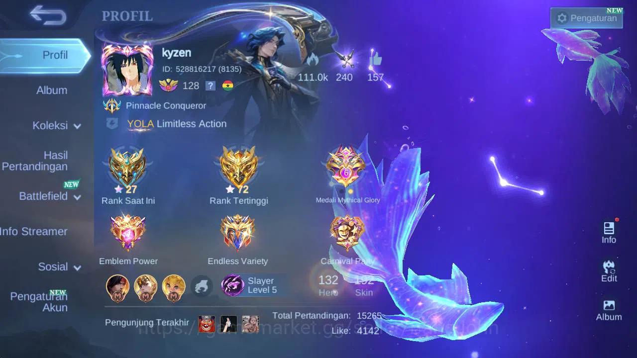 Mobile Legends: Bang Bang Accounts Global| exprt| skin 195,hero 132, Prime GR,Saiya b image 3