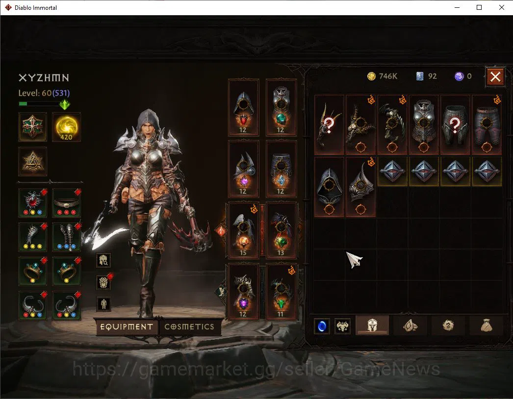 Diablo Immortal Accounts High-End SA - Malah|Change Server ON|Lv60(531)|Demon Hunter|CR 33k|Reso 420|Paragon 5