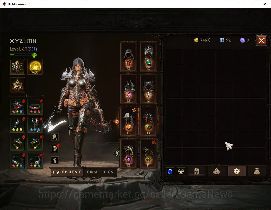 Diablo Immortal Accounts High-End SA - Malah|Change Server ON|Lv60(531)|Demon Hunter|CR 33k|Reso 420|Paragon 7