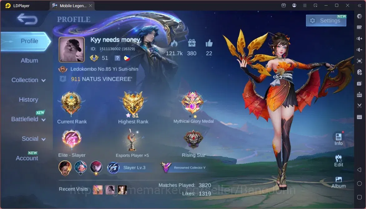 Mobile Legends: Bang Bang Accounts Collector Global |Hero 108|Skin 192|Renowned|CC Natalia|Luckybox Freya|Meowkin 1