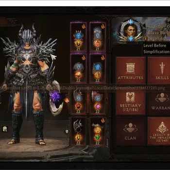 Diablo Immortal Accounts Others SEA - verathiel | Barbarian - Slinger | CR 56793 | Reso 720 | Inferno 12 | Quakestrider