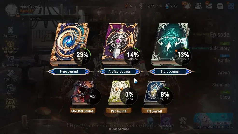 Epic Seven Accounts GLOBAL UnVerif|New Era|4 ML(Salome,Emp Ilynav,DB S image 3