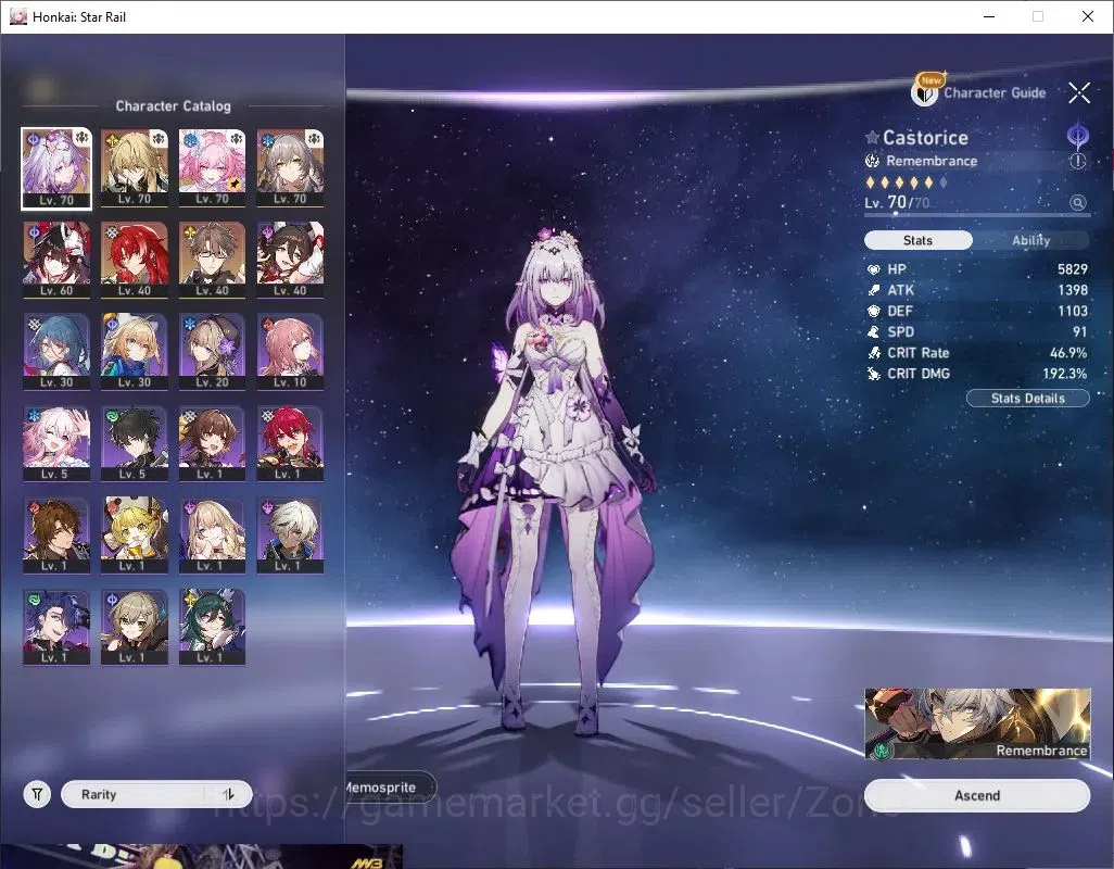 Honkai Star Rail Accounts Others ASIA|TL51|4char Limit(Casto,Cyrene,Sparkle,Luocha)+CharSTD welt,ETC|MC Female|no 1