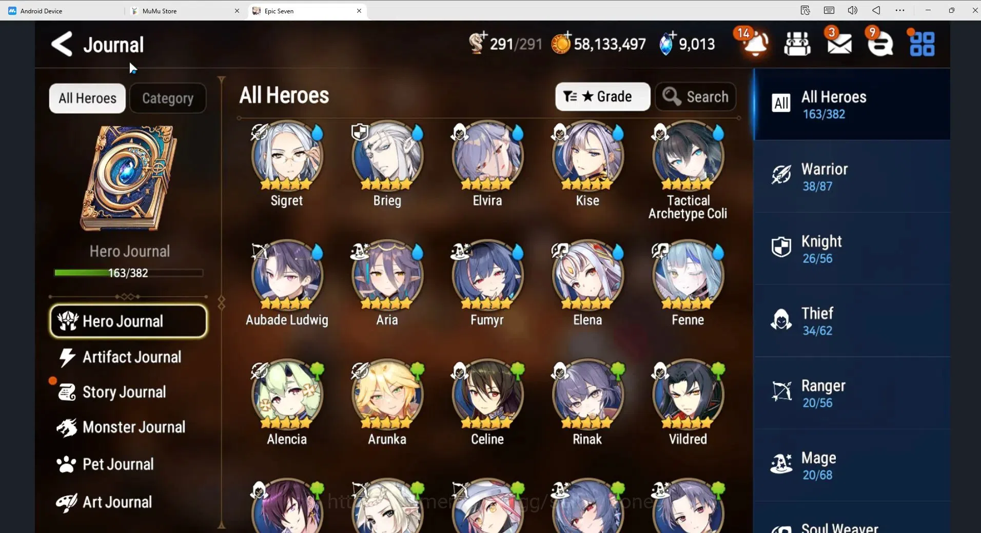 Epic Seven Accounts High-End Global unver|16ML (Belian, MChloe, RoL, JKise, Etc.)|Theater fresh|94 Mystic Medals|PoH 5