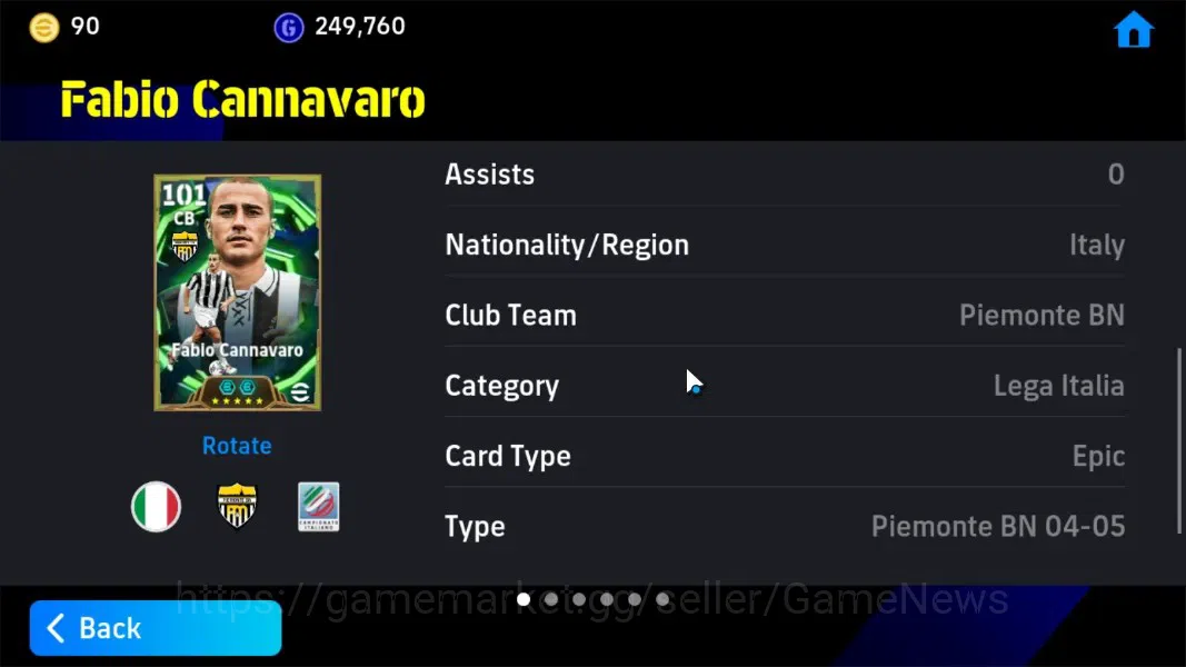 eFootball Accounts Android|Epic Fabio Cannavaro,Ferenc Puskas,S.Gerra image 8