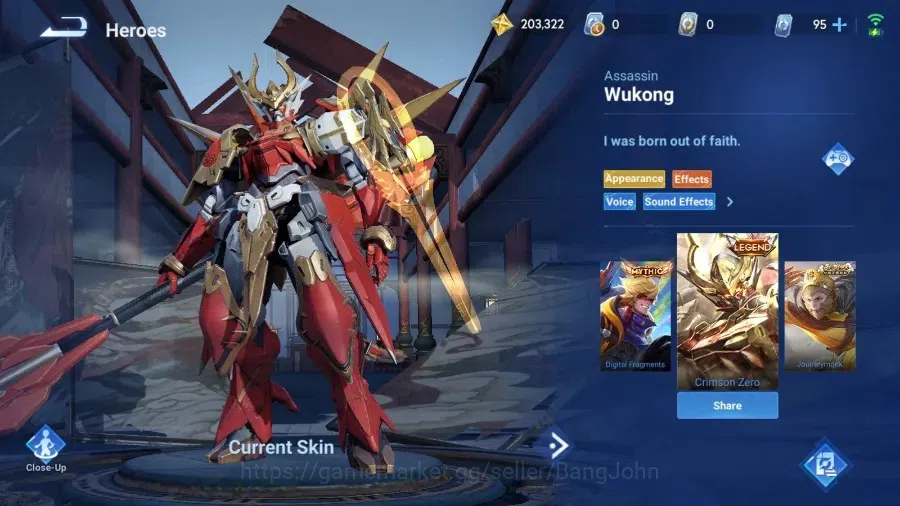 Honor of Kings Accounts Global|113H 142S|SXD [Hou Yi&Nuwa]|4 Legend [Dun,H image 7