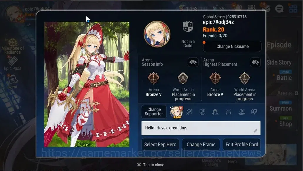 Epic Seven Accounts GLOBAL UNVERIF|Starter|2 ML(SE Celine, TE Kayron)+ image 3