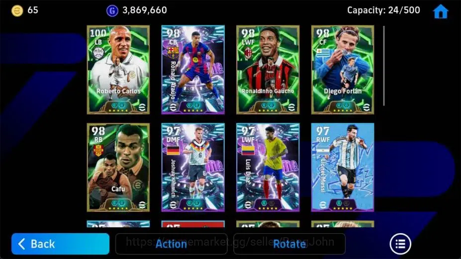 eFootball Accounts Android|PW 3190|Roberto Carlos Epic,Ronaldinho Gau image 3