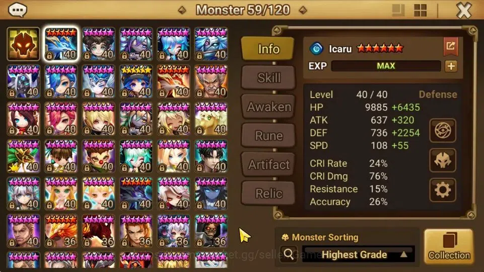 Summoners War: Sky Arena Accounts End-Game GLOBAL Lv 40|1 LD[Shun]|19 Total NB5[Layla,Riley,Teshar,Liam,Etc]+54 10
